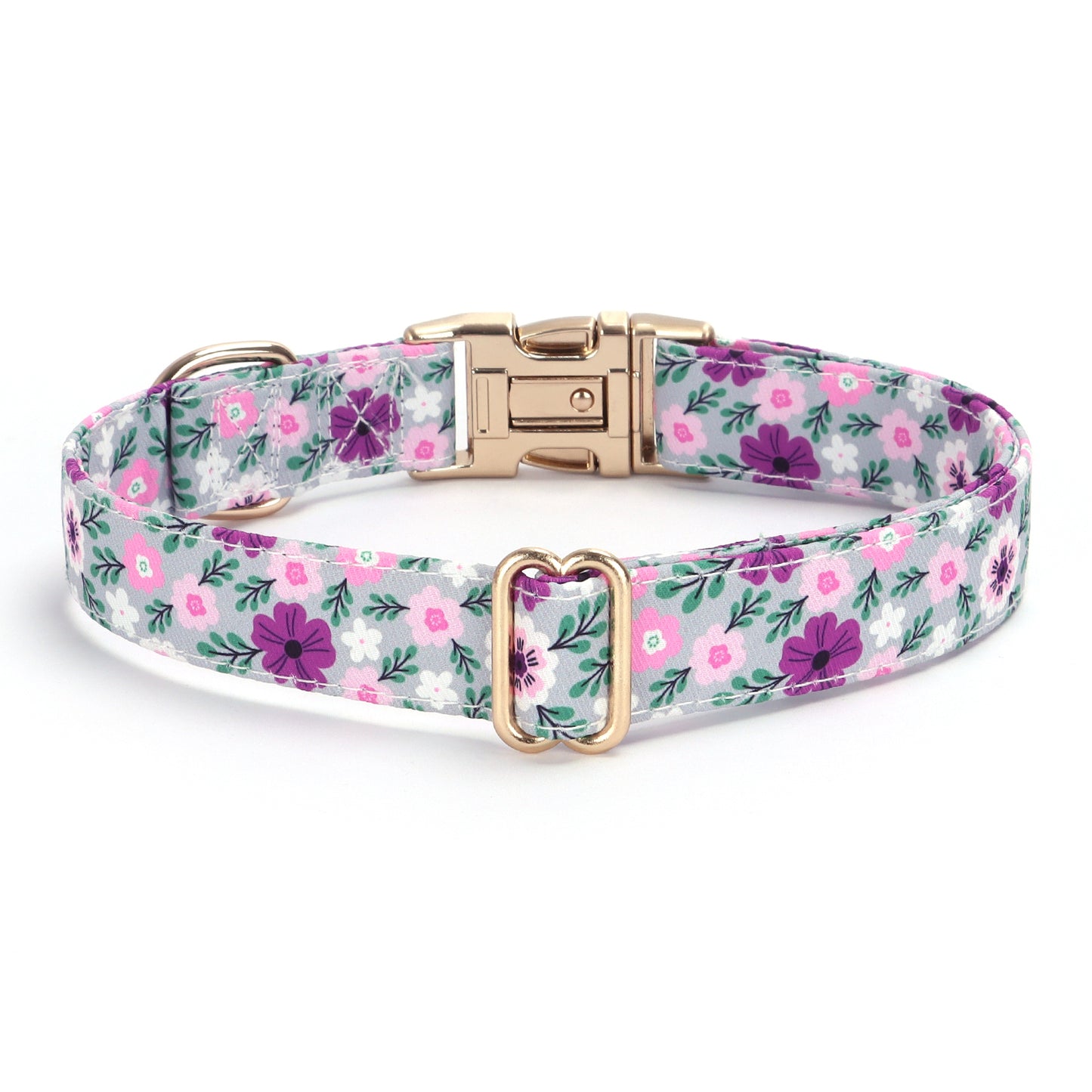 Customized Flower Print Dog Collar Engravable Pet Collar