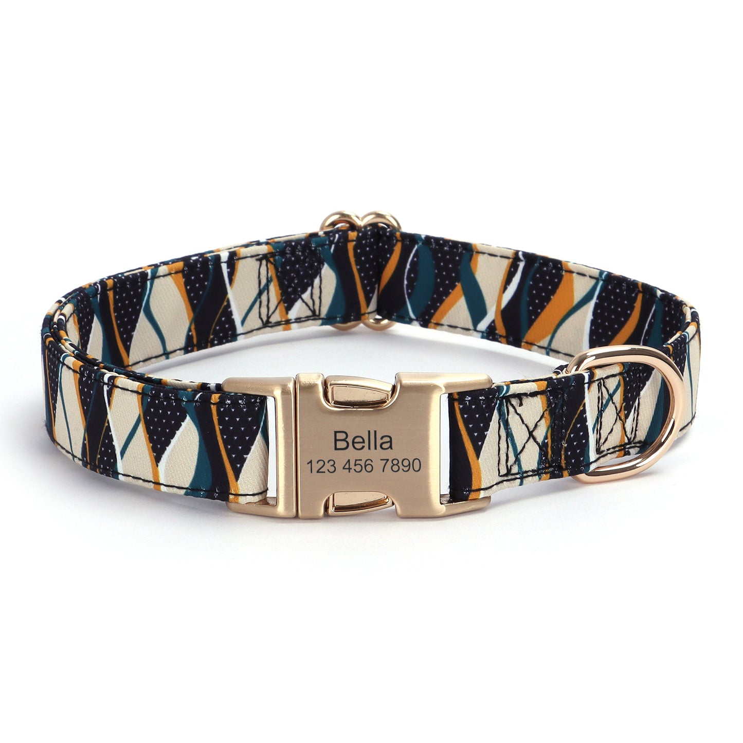 Customized Flower Print Dog Collar Engravable Pet Collar