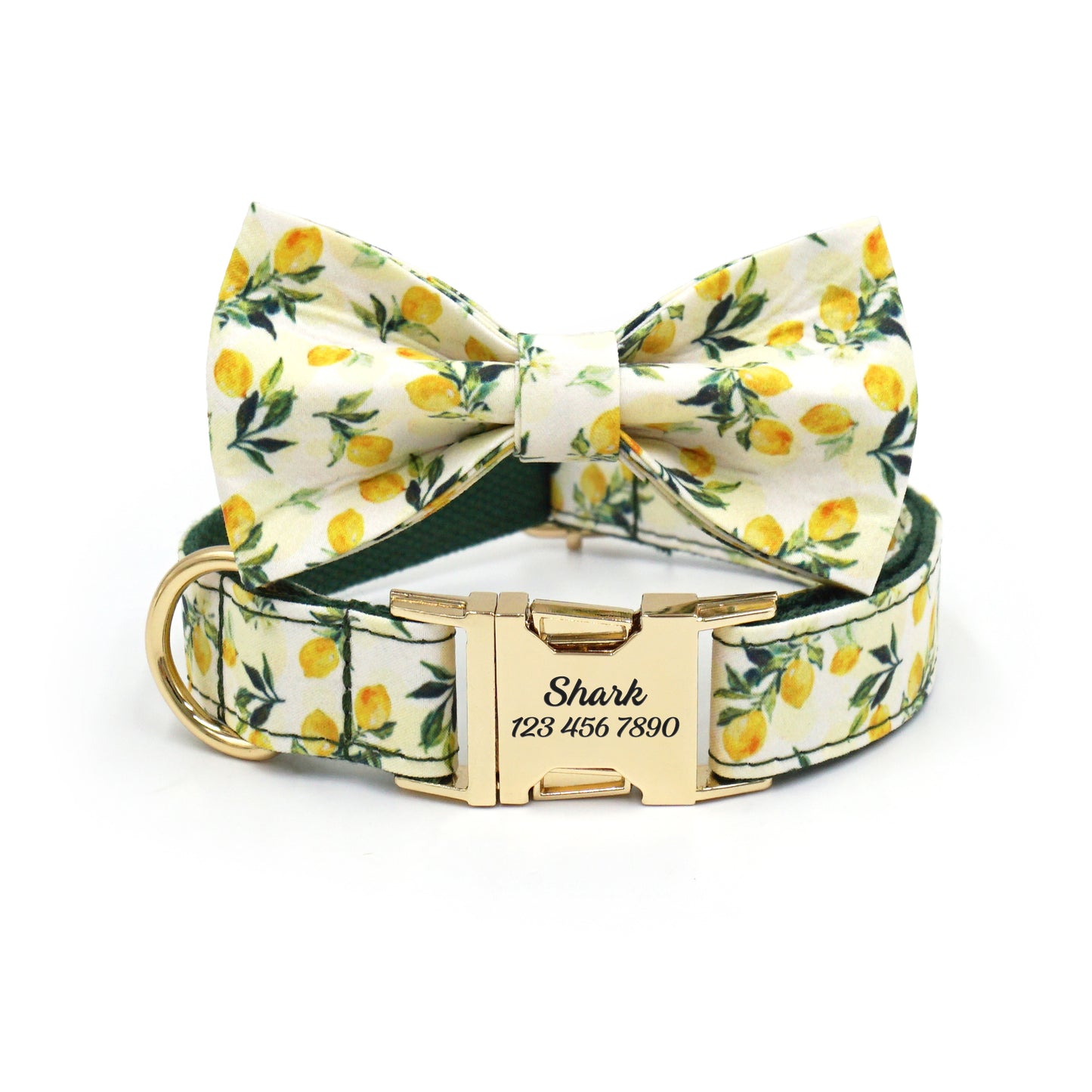 Fruit Pattern Personalized Dog Collar with Engraved Metal Buckle