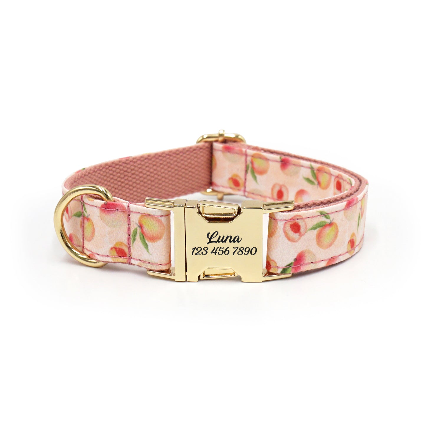 Fruit Pattern Personalized Dog Collar with Engraved Metal Buckle