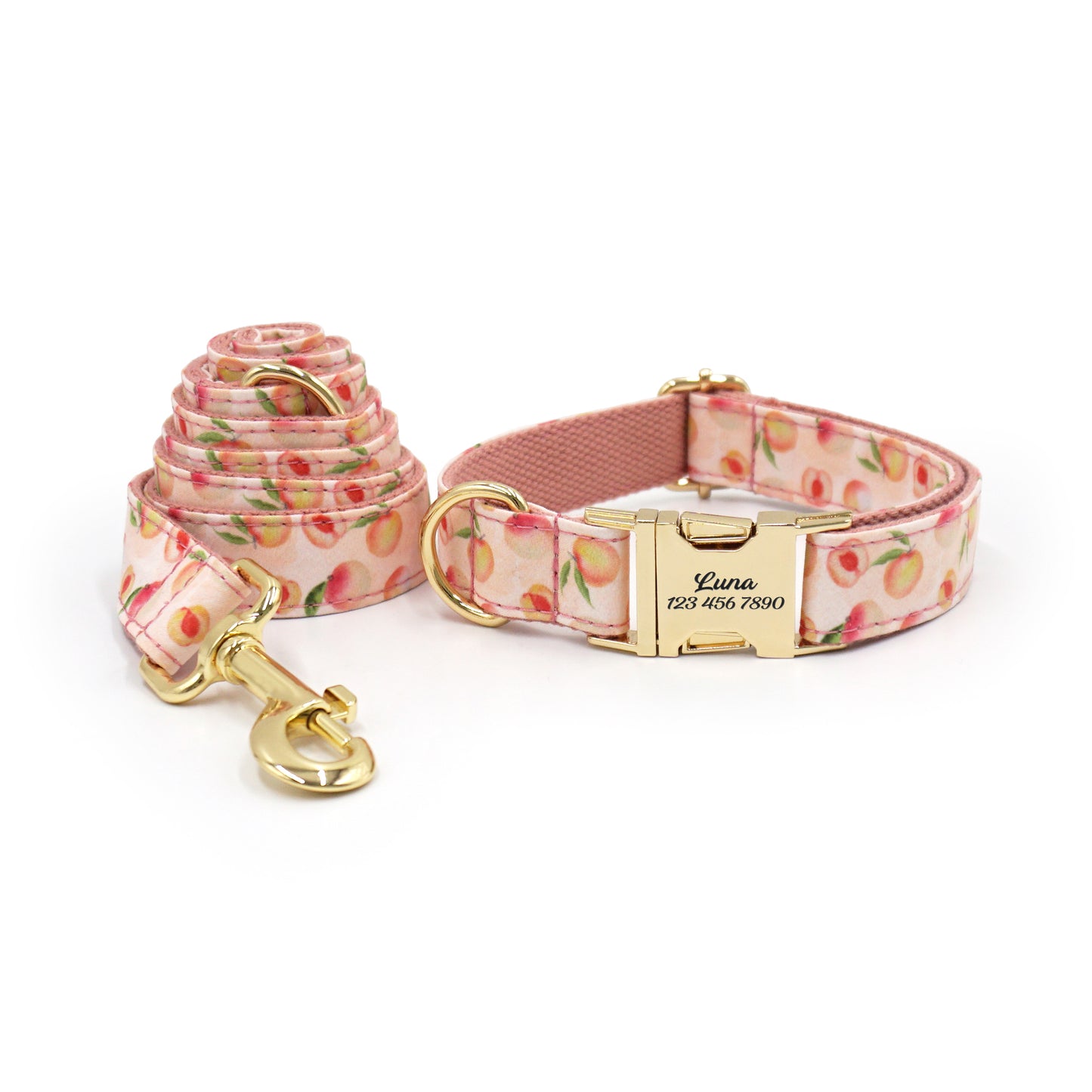 Fruit Pattern Personalized Dog Collar with Engraved Metal Buckle
