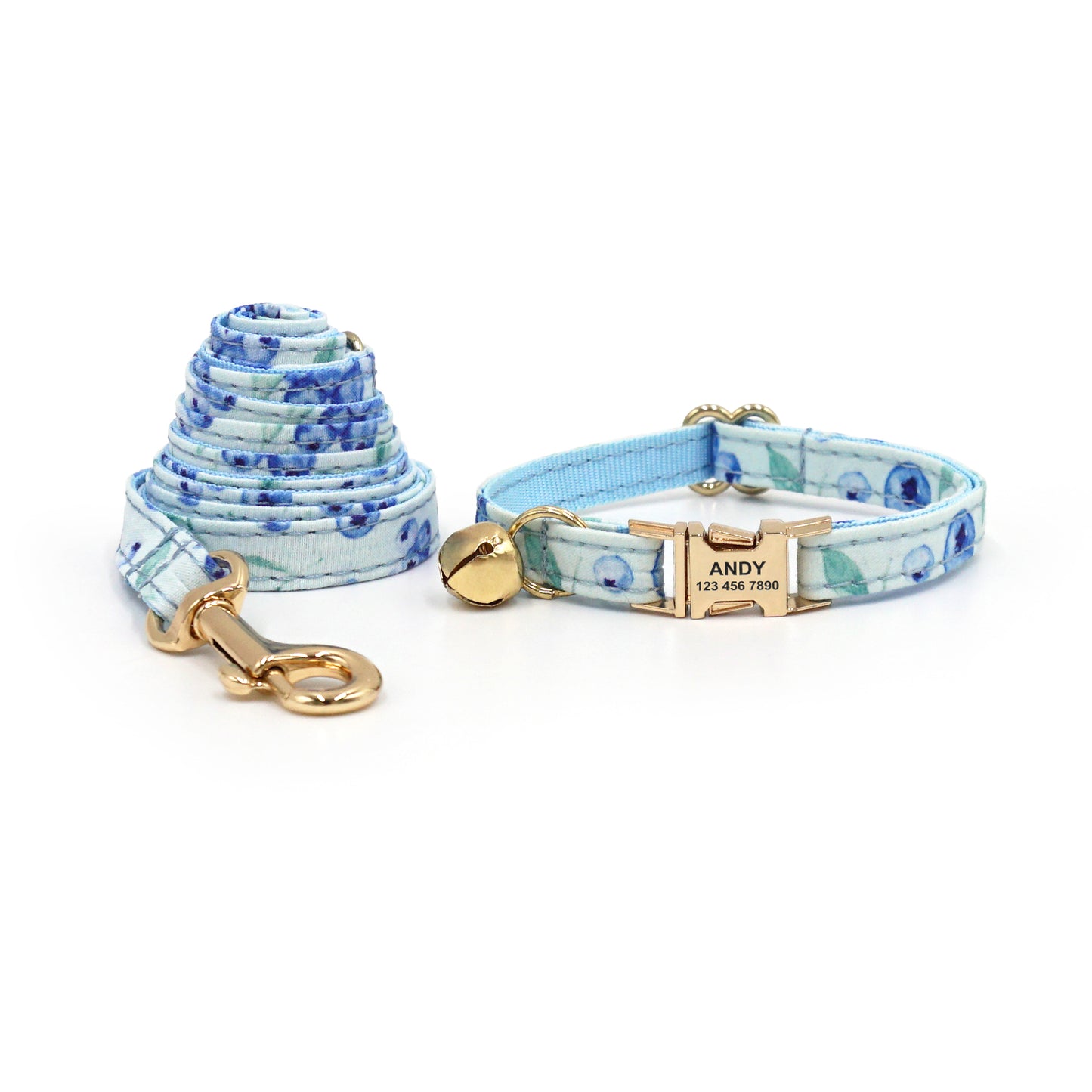 Personalized Fruit Pattern Cat Collar with Leash and Bowtie