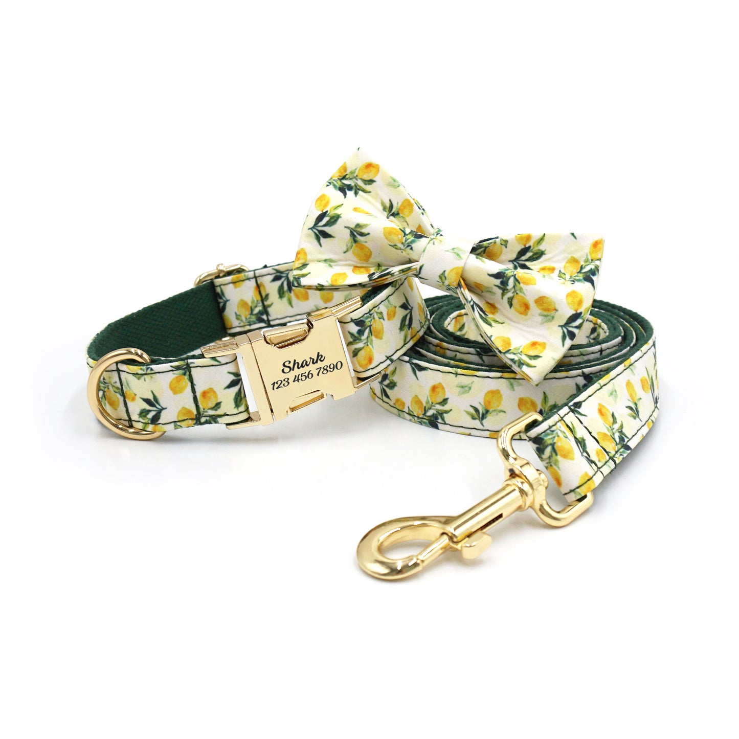 Fruit Pattern Personalized Dog Collar with Engraved Metal Buckle