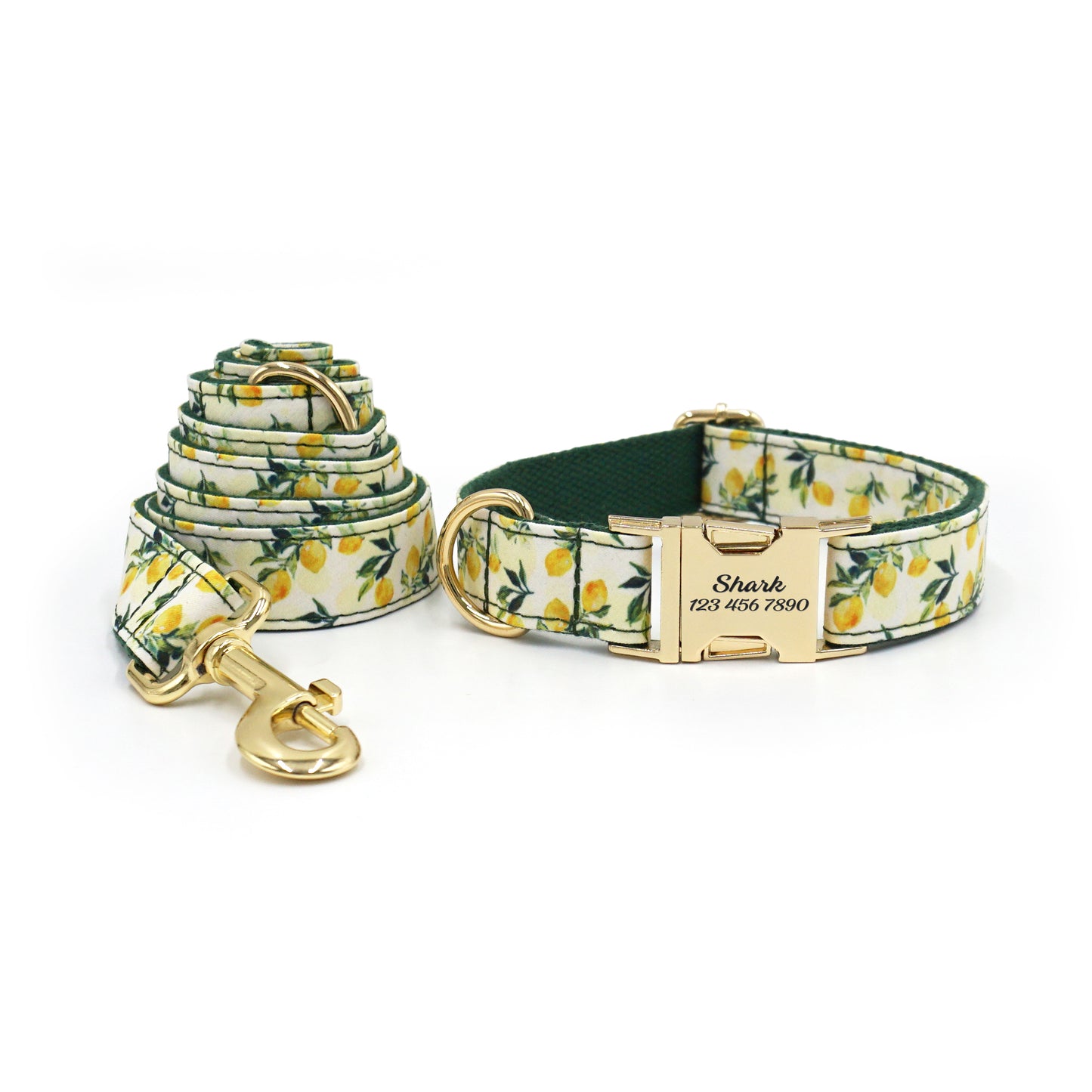 Fruit Pattern Personalized Dog Collar with Engraved Metal Buckle