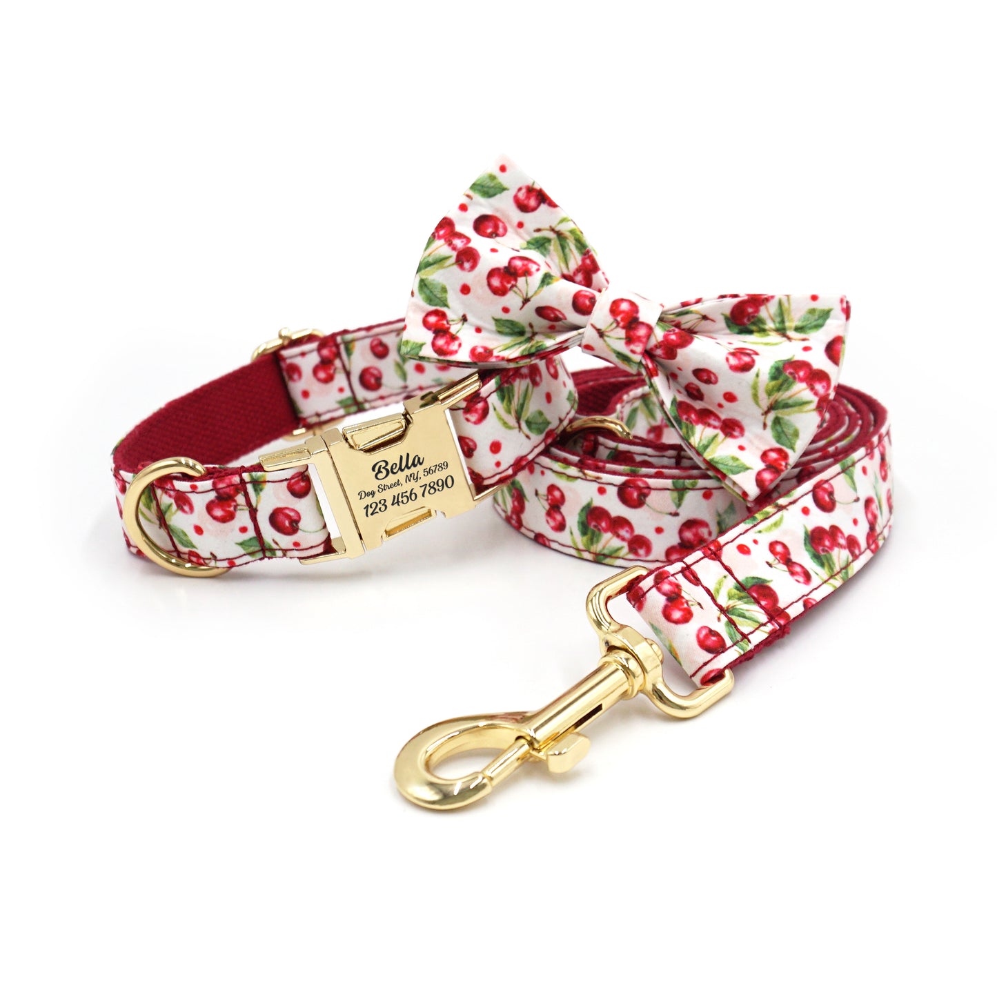 Fruit Pattern Personalized Dog Collar with Engraved Metal Buckle