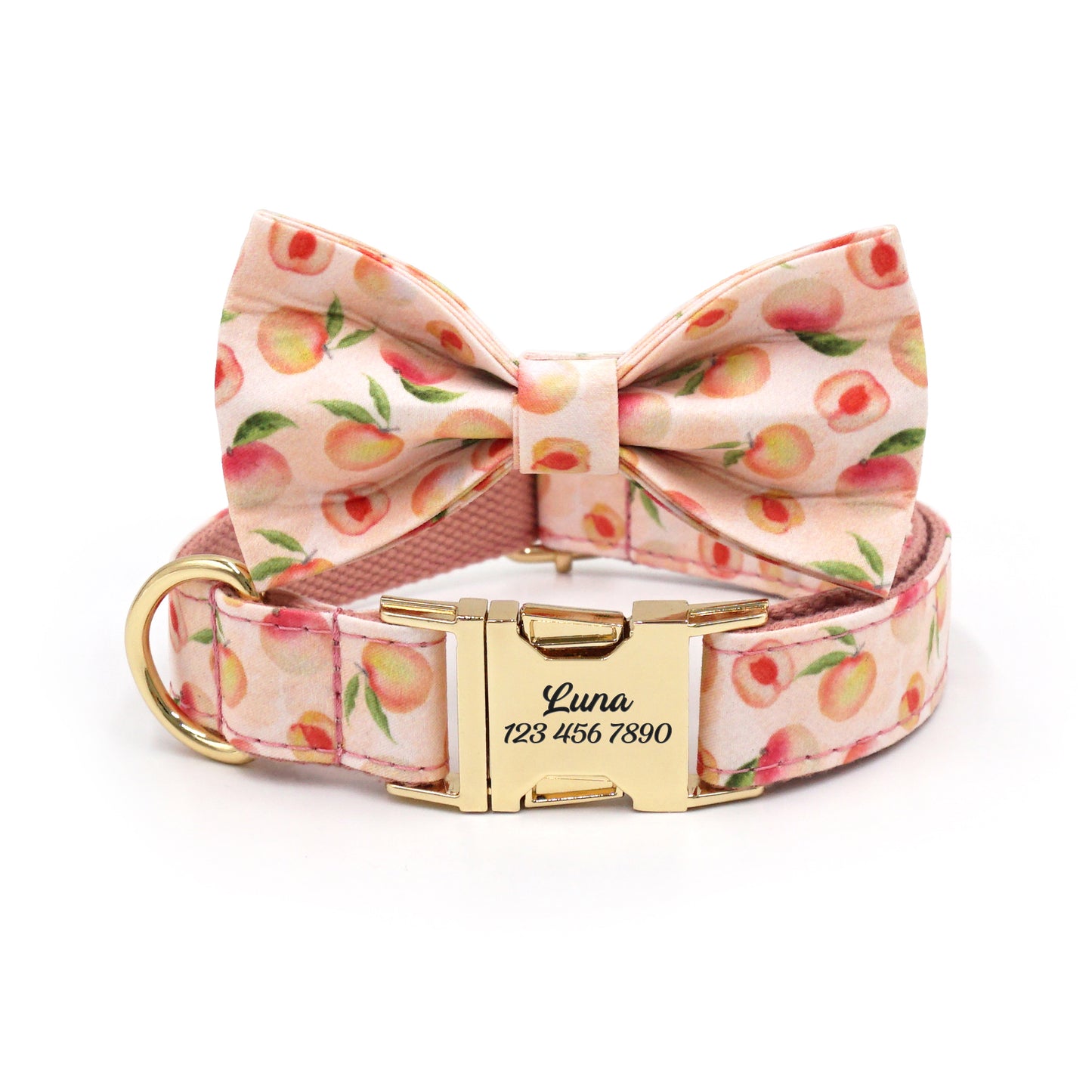 Fruit Pattern Personalized Dog Collar with Engraved Metal Buckle