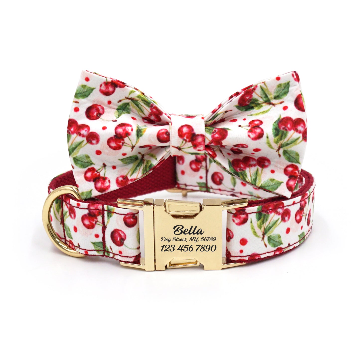 Fruit Pattern Personalized Dog Collar with Engraved Metal Buckle