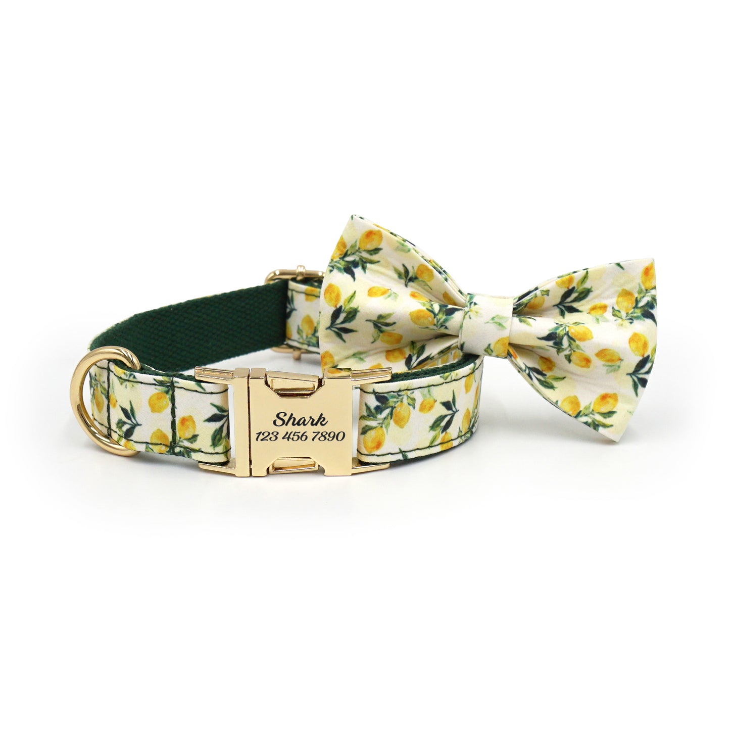 Fruit Pattern Personalized Dog Collar with Engraved Metal Buckle