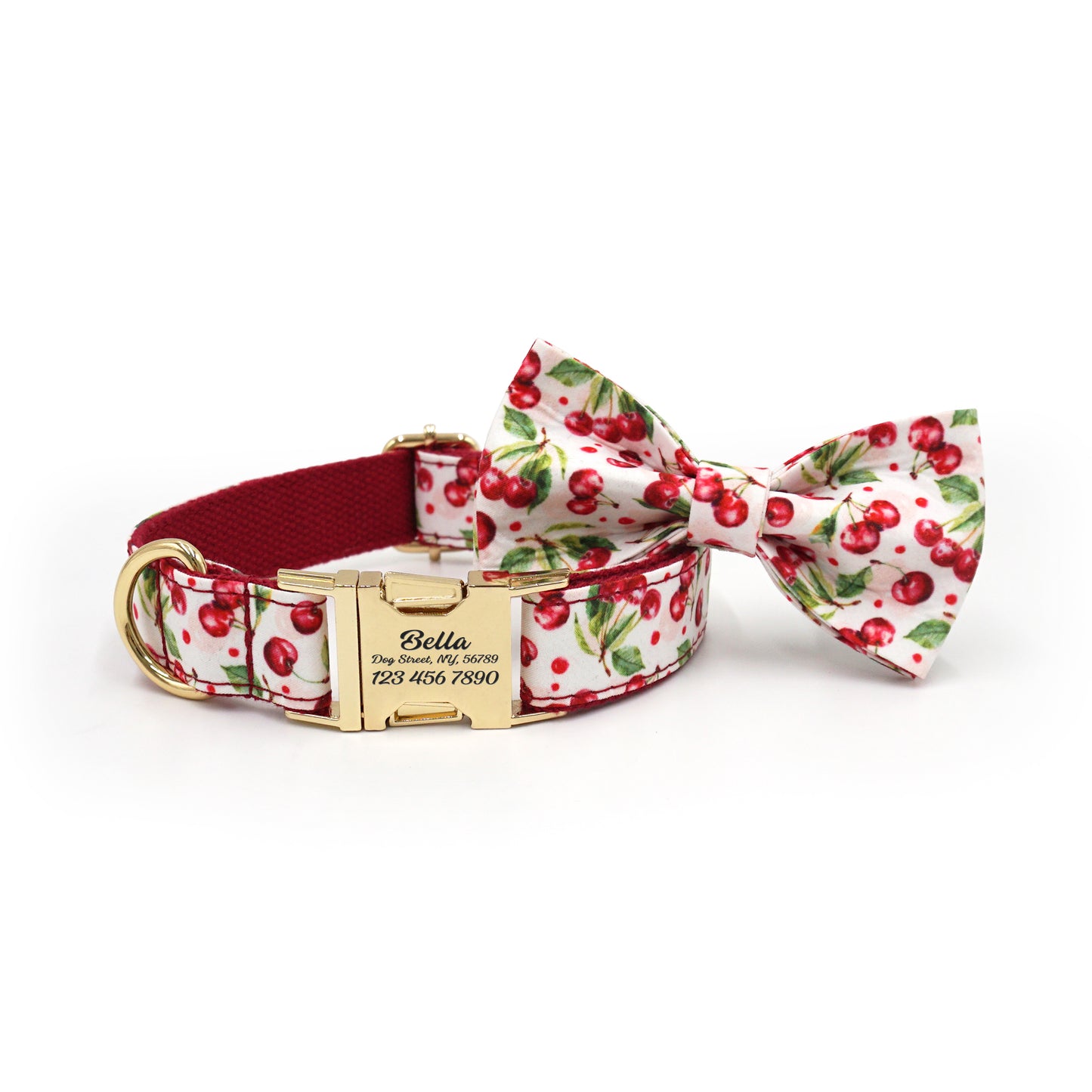 Fruit Pattern Personalized Dog Collar with Engraved Metal Buckle