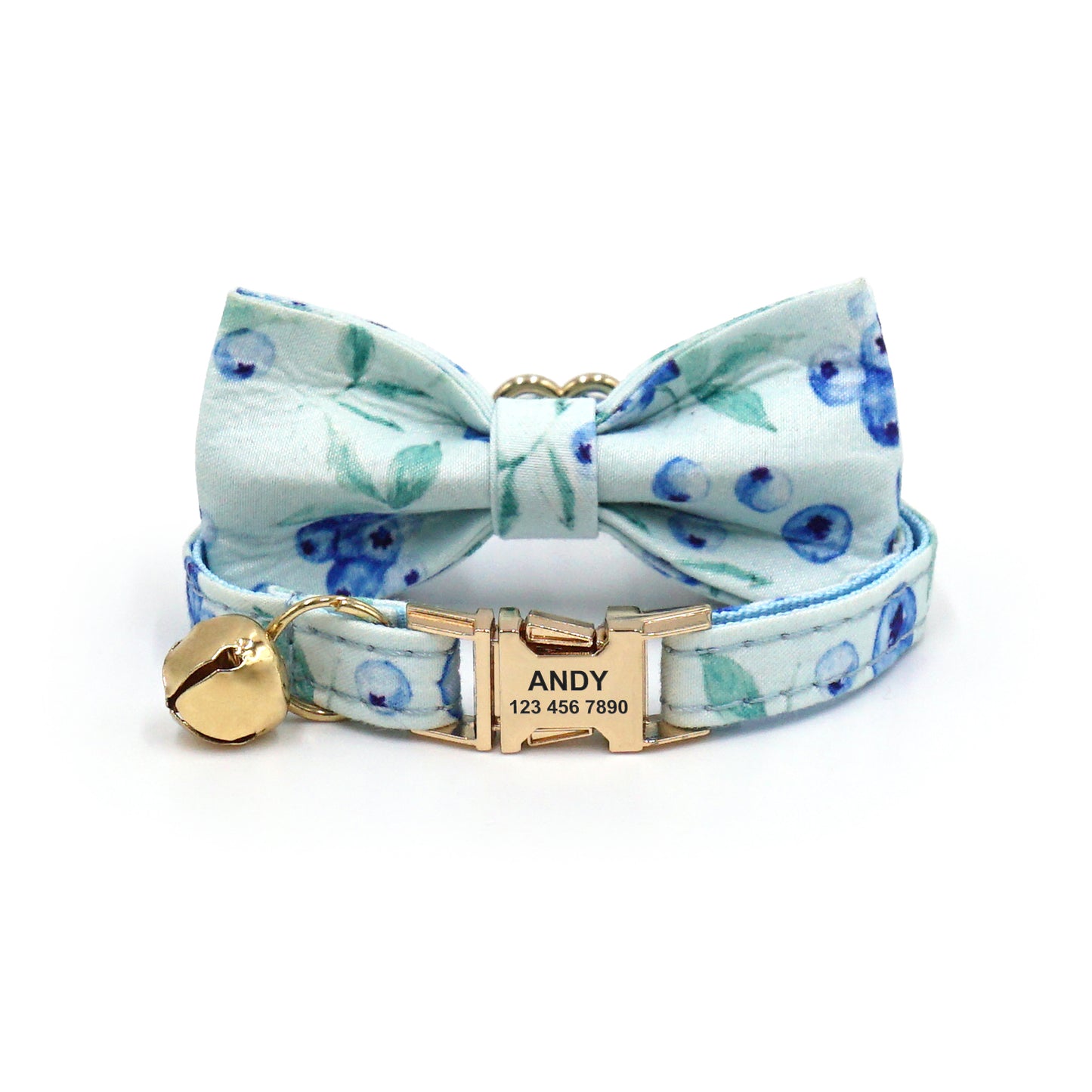 Personalized Fruit Pattern Cat Collar with Leash and Bowtie