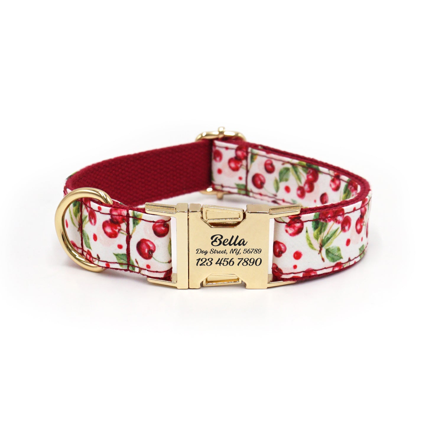 Fruit Pattern Personalized Dog Collar with Engraved Metal Buckle