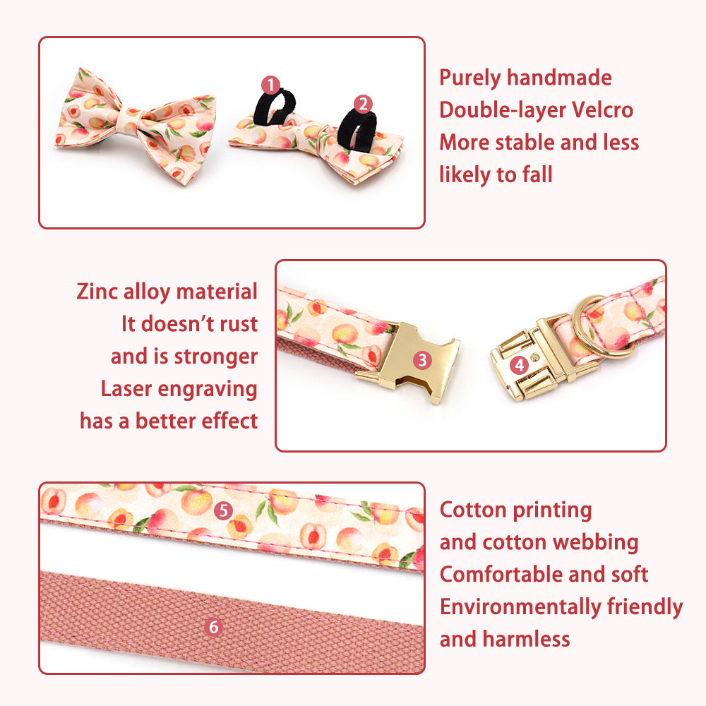Fruit Pattern Personalized Dog Collar with Engraved Metal Buckle