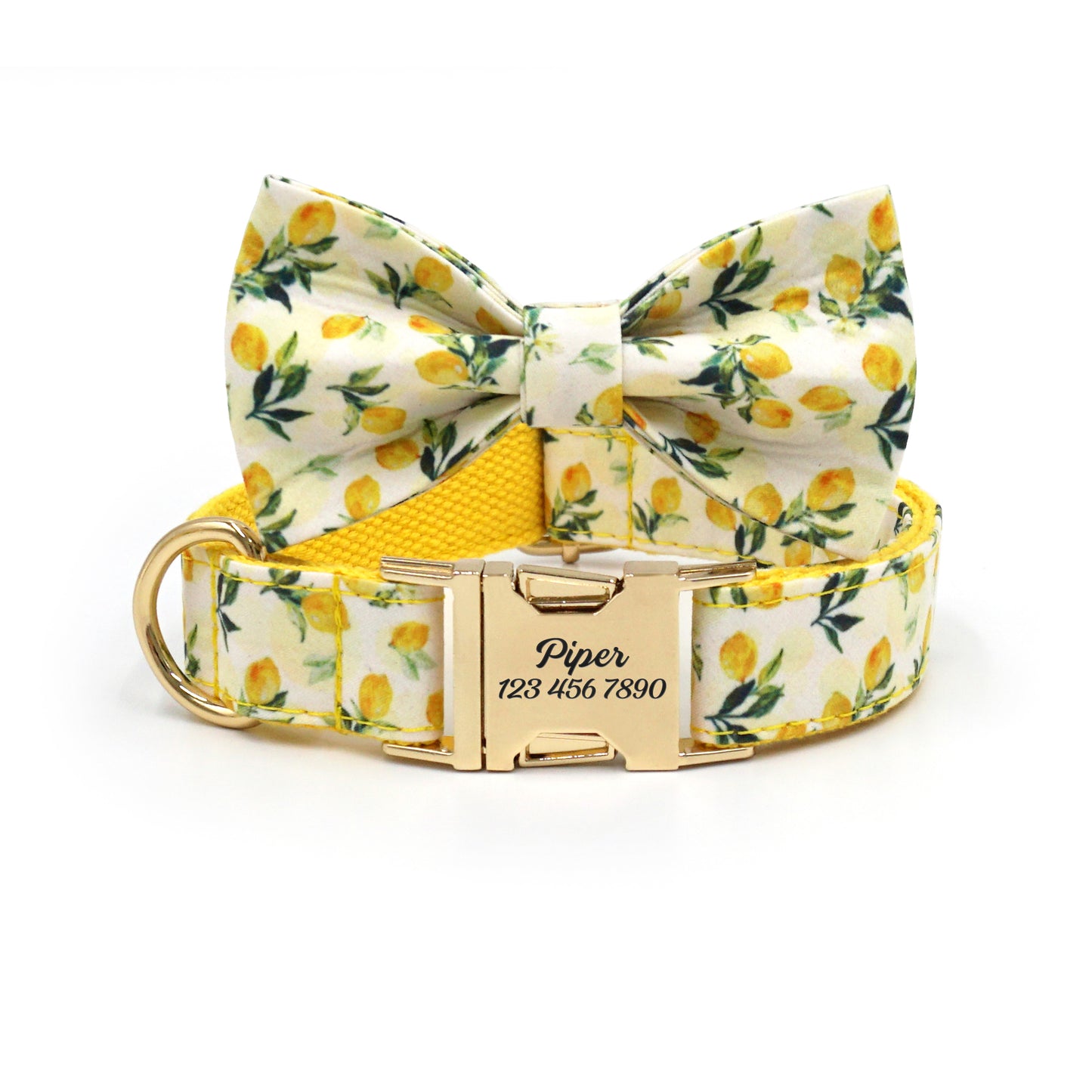 Fruit Pattern Personalized Dog Collar with Engraved Metal Buckle