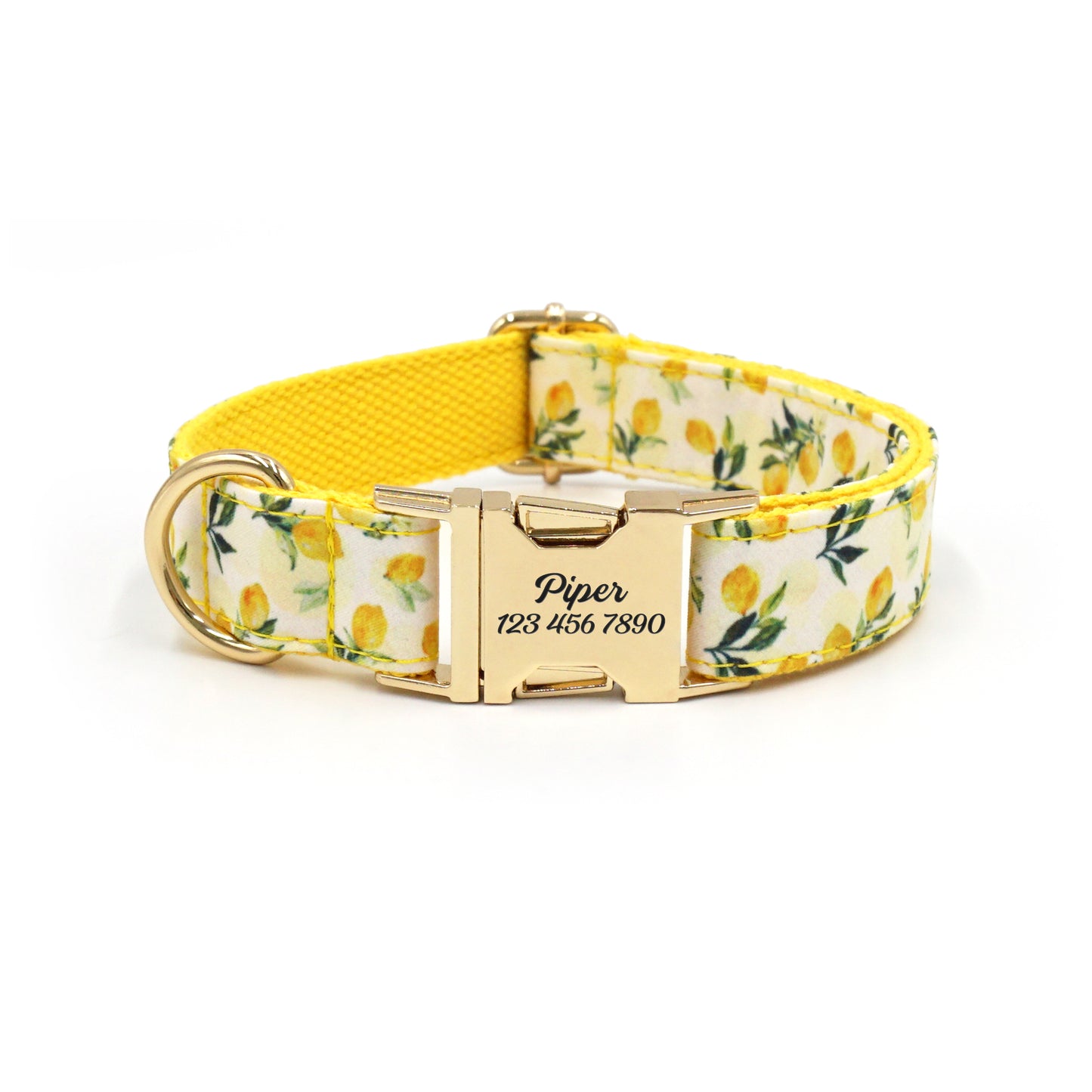 Fruit Pattern Personalized Dog Collar with Engraved Metal Buckle