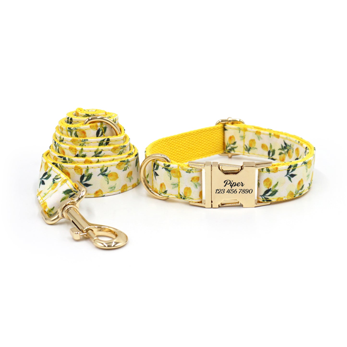 Fruit Pattern Personalized Dog Collar with Engraved Metal Buckle