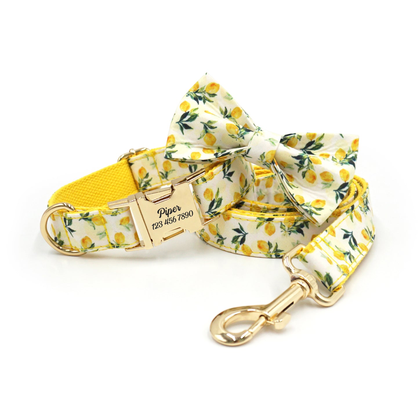 Fruit Pattern Personalized Dog Collar with Engraved Metal Buckle