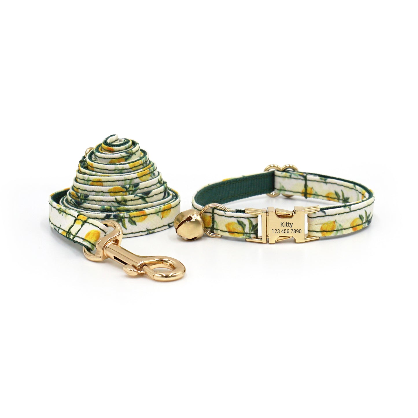 Personalized Fruit Pattern Cat Collar with Leash and Bowtie