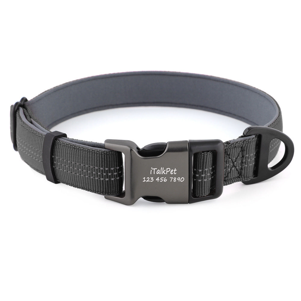 Comfortable Adjustable Reflective Dog Collar - Engravedable