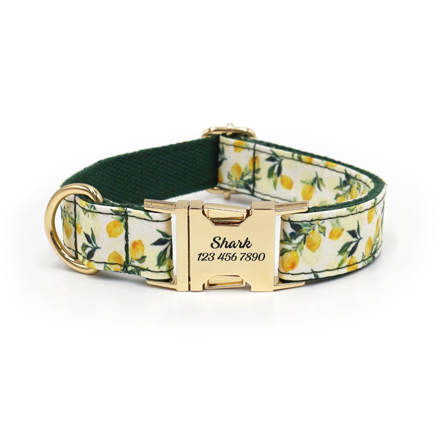 Fruit Pattern Personalized Dog Collar with Engraved Metal Buckle