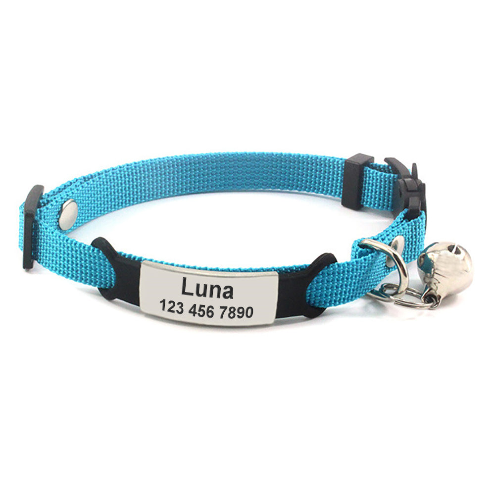 Adjustable Personalized Cat Collar, Anti-Lost Engraved Collar for Kitten
