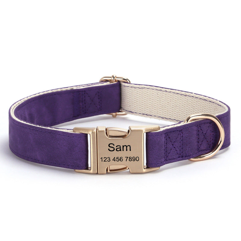 PU Leather Engravable Anti-Lost Cotton Strap Pet Collar