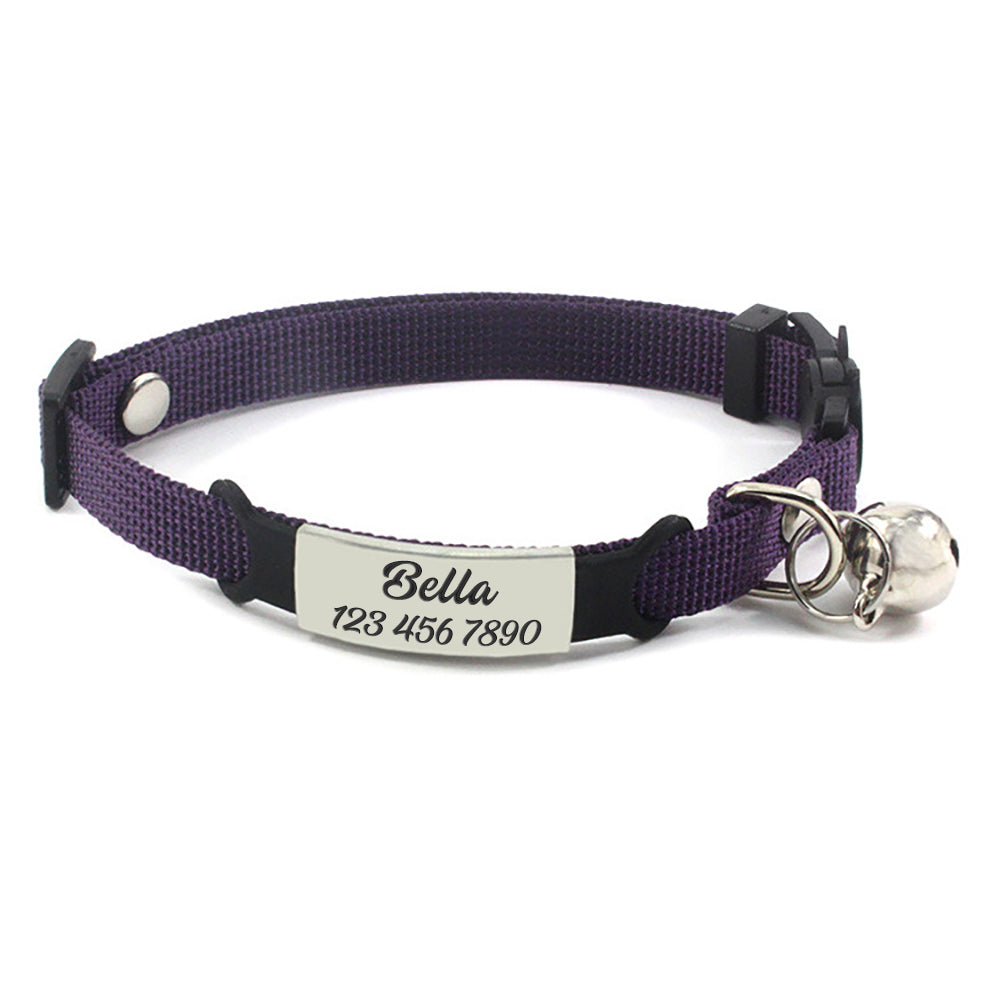 Adjustable Personalized Cat Collar, Anti-Lost Engraved Collar for Kitten