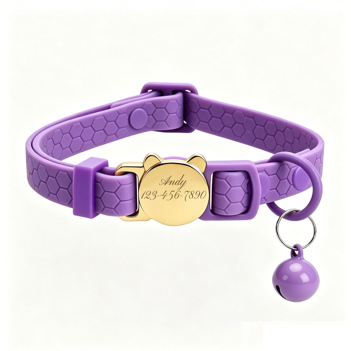 Personalized Waterproof Cat Collar with Bell & Engraved Metal Buckle