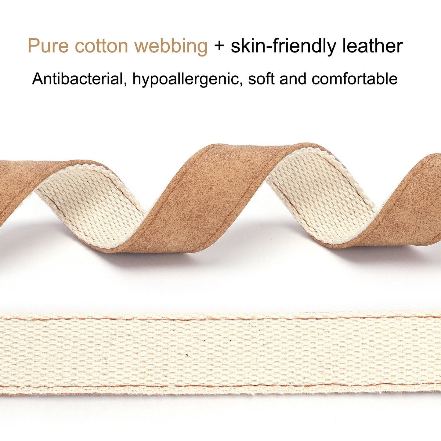 PU Leather Engravable Anti-Lost Cotton Strap Pet Collar