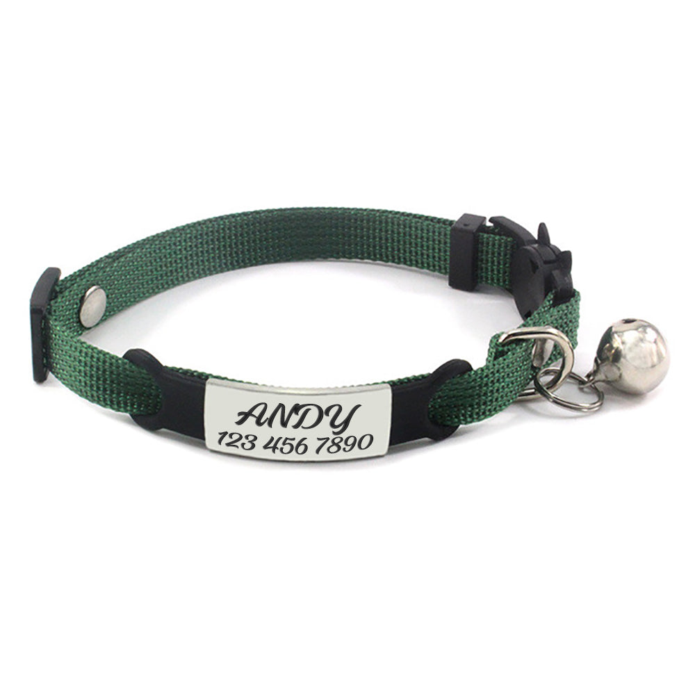 Adjustable Personalized Cat Collar, Anti-Lost Engraved Collar for Kitten