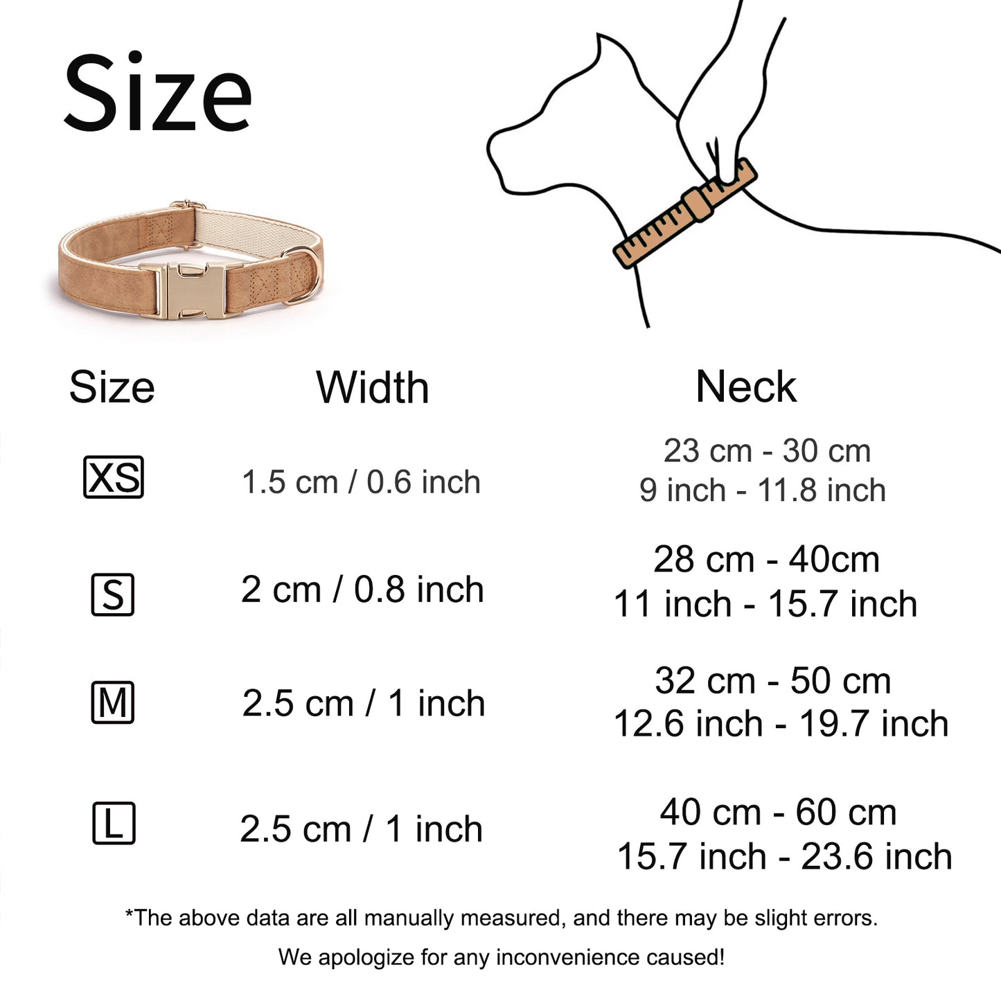 PU Leather Engravable Anti-Lost Cotton Strap Pet Collar