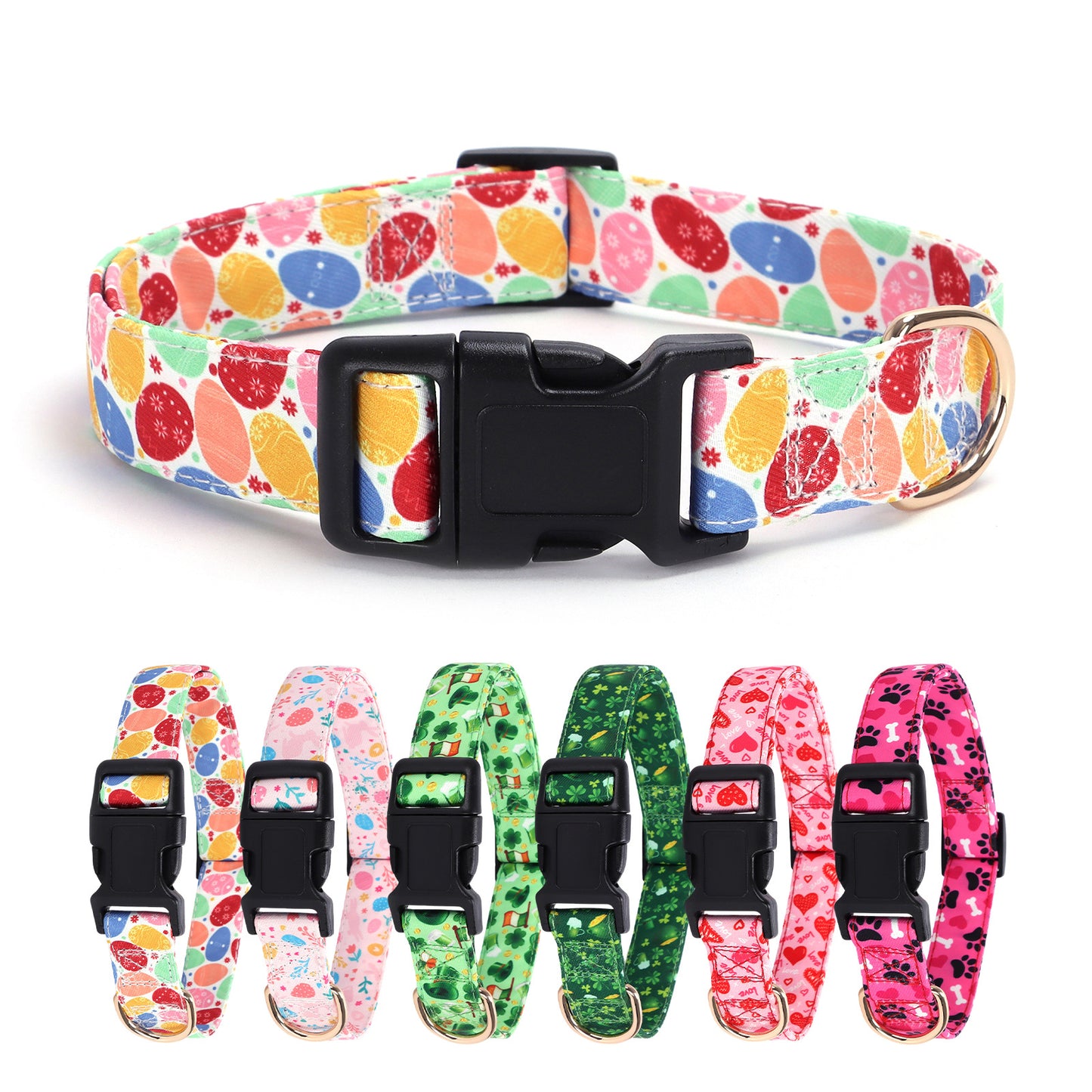 Holiday Adjustable Dog Collar For Easter, St. Patrick's Day & Valentine's Day