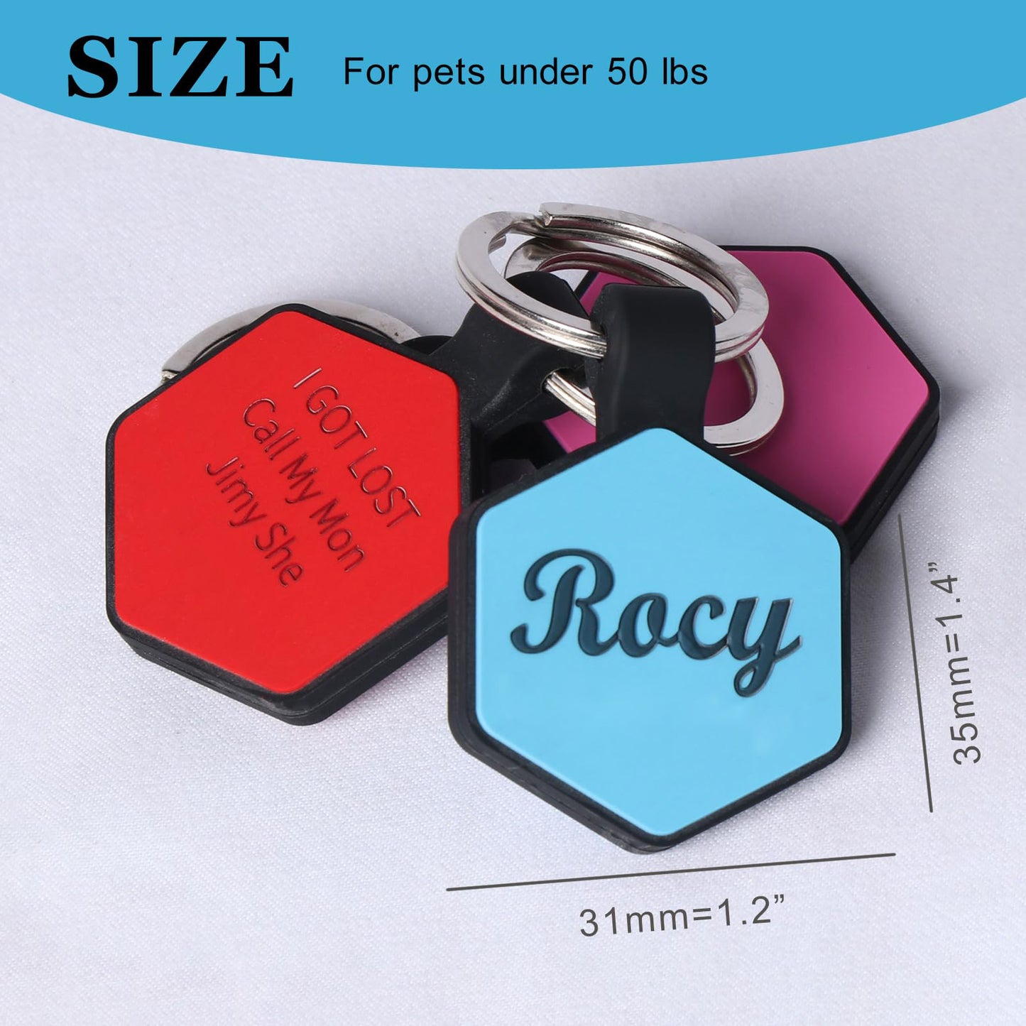 Personalized Engraved Silicone Dog Tags - Hexagon