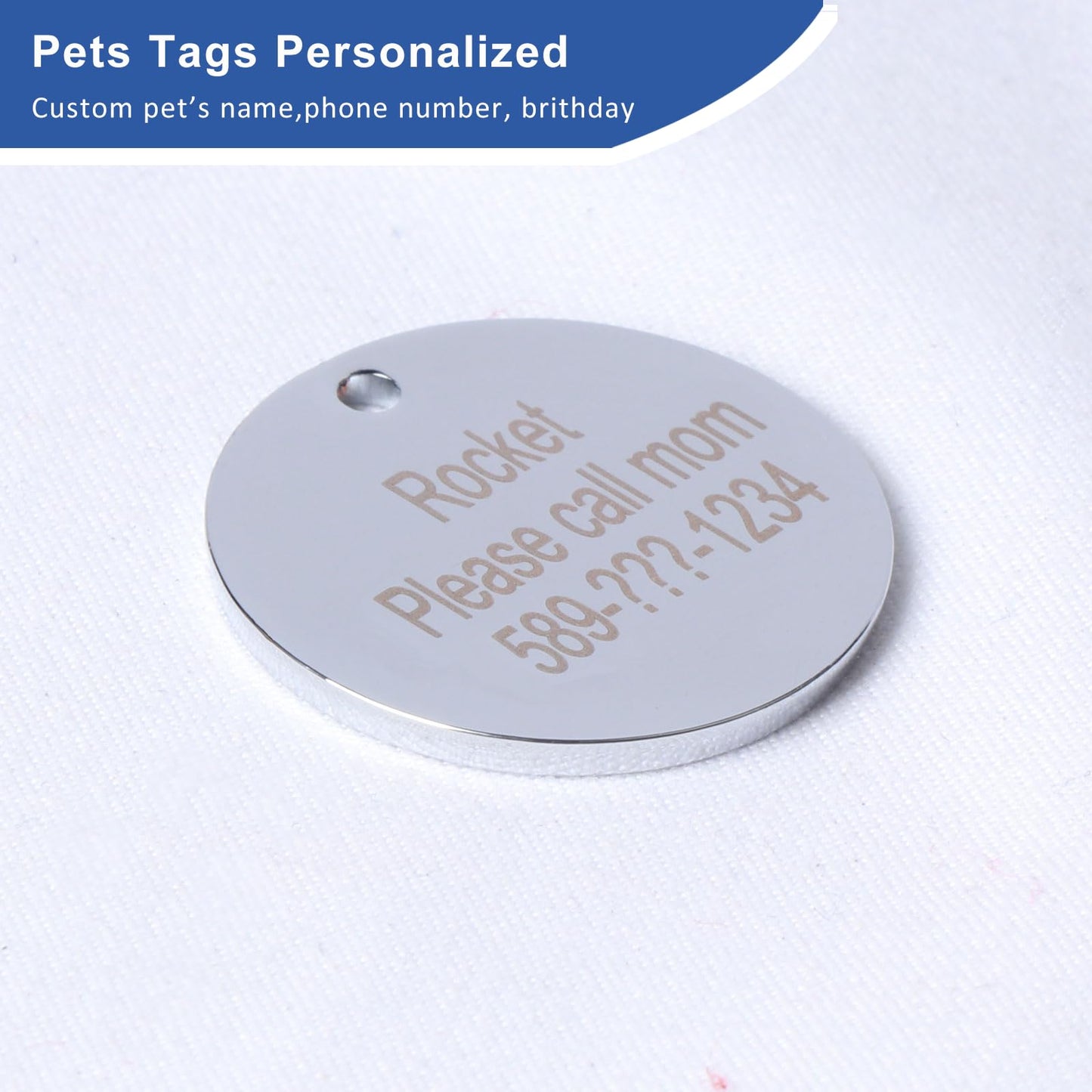 Round Heart Glitter Custom Pet ID Tags Personalized Engraved