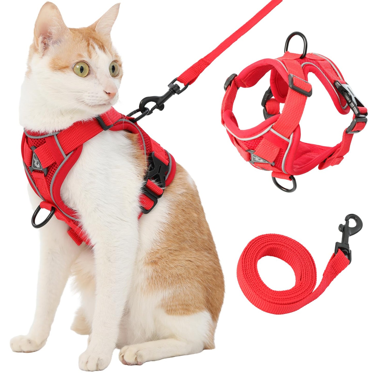 Reflective Cat Harness, Adjustable Kitten Harness and Leash Set