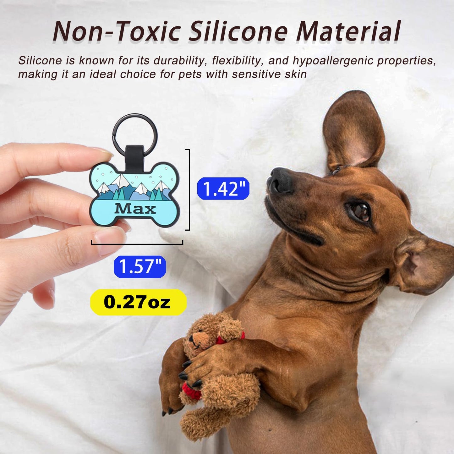 Personalized Silicone Dog ID Tags Engraved Two Sides