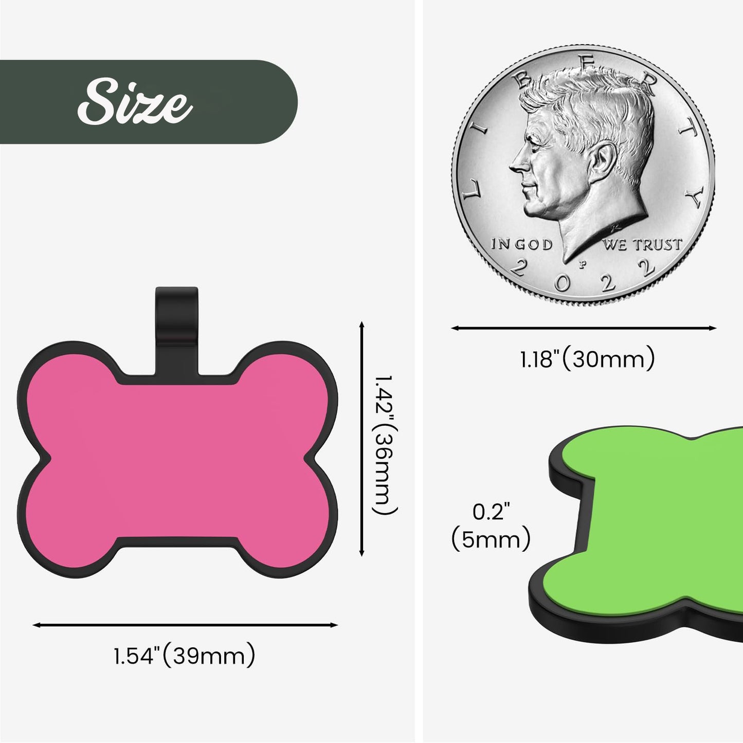 Personalized Bone Silicone Dog ID Tags Engraved Two Sides