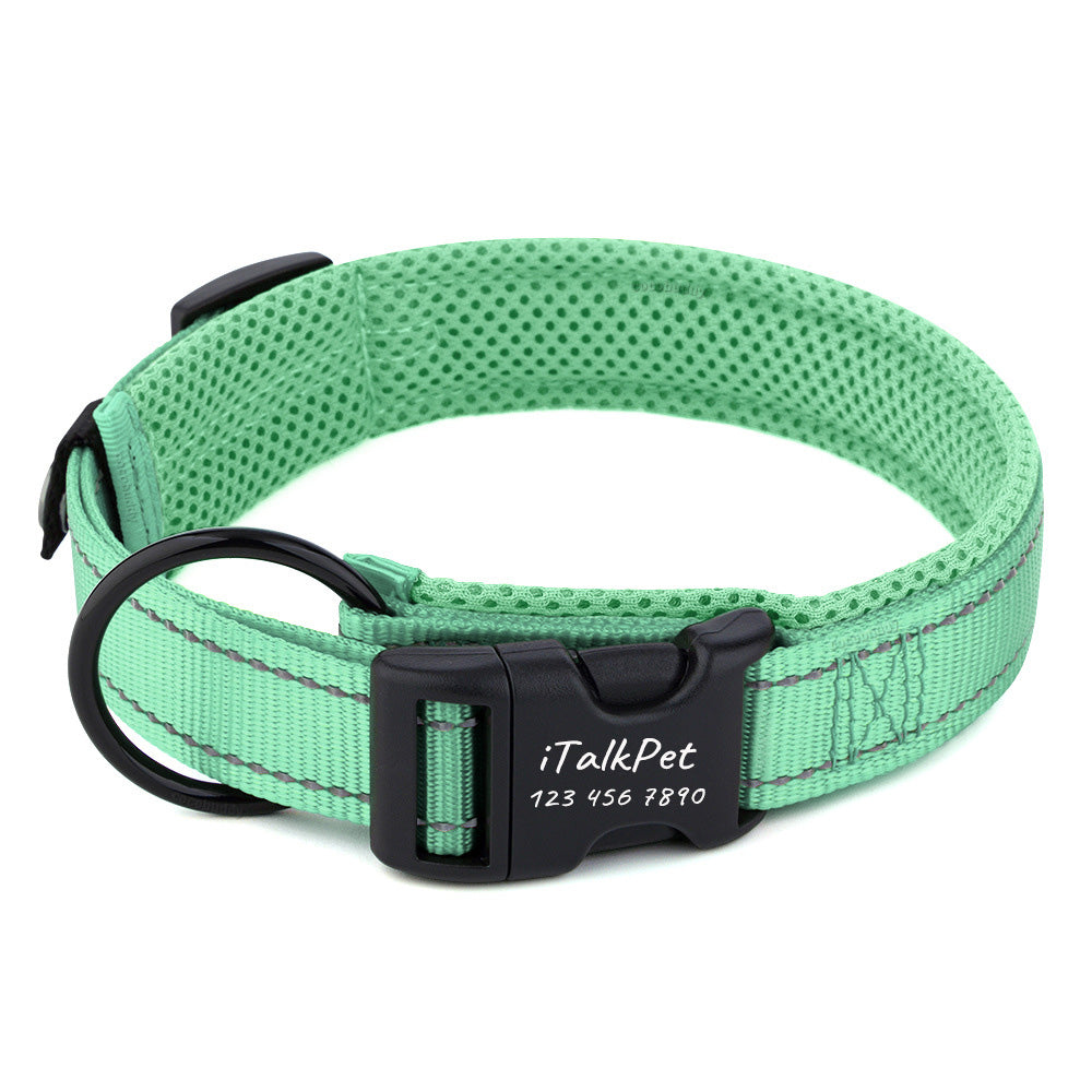 Adjustable Breathable Nylon Dog Collar with Free Engraving