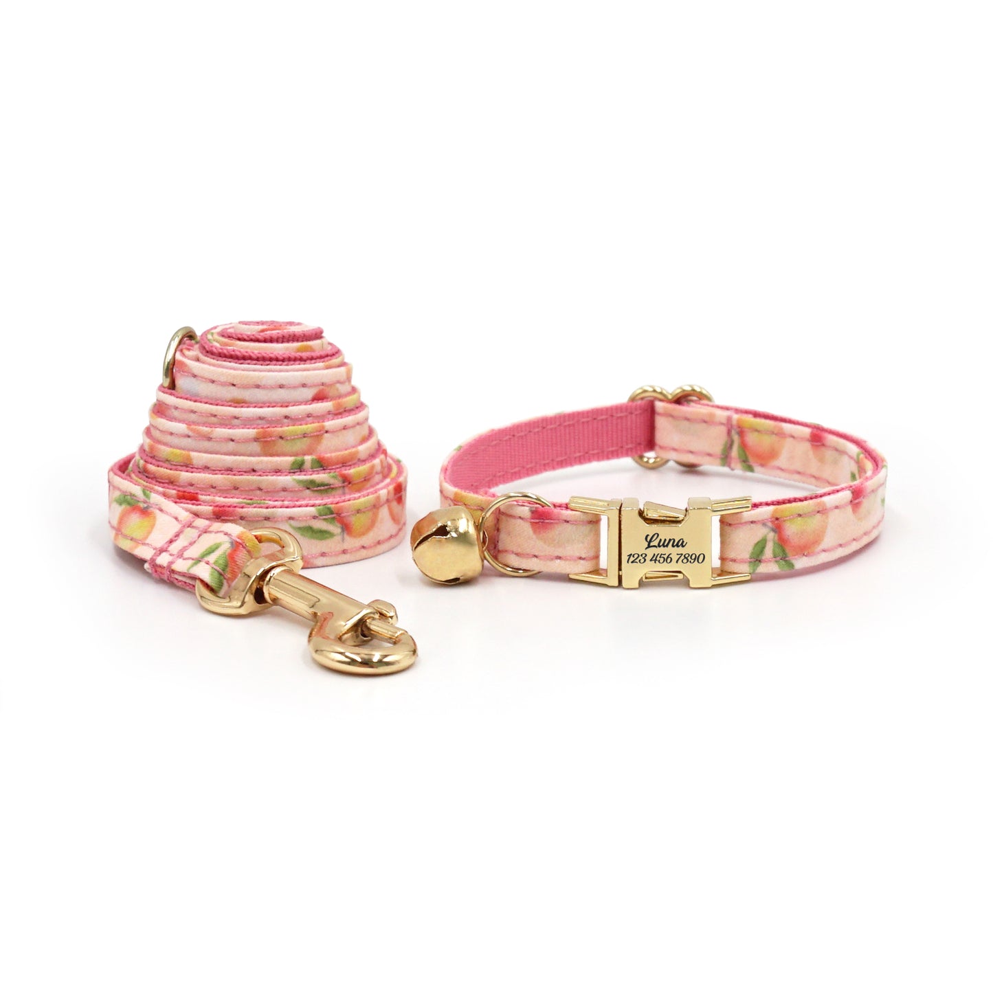 Personalized Fruit Pattern Cat Collar with Leash and Bowtie