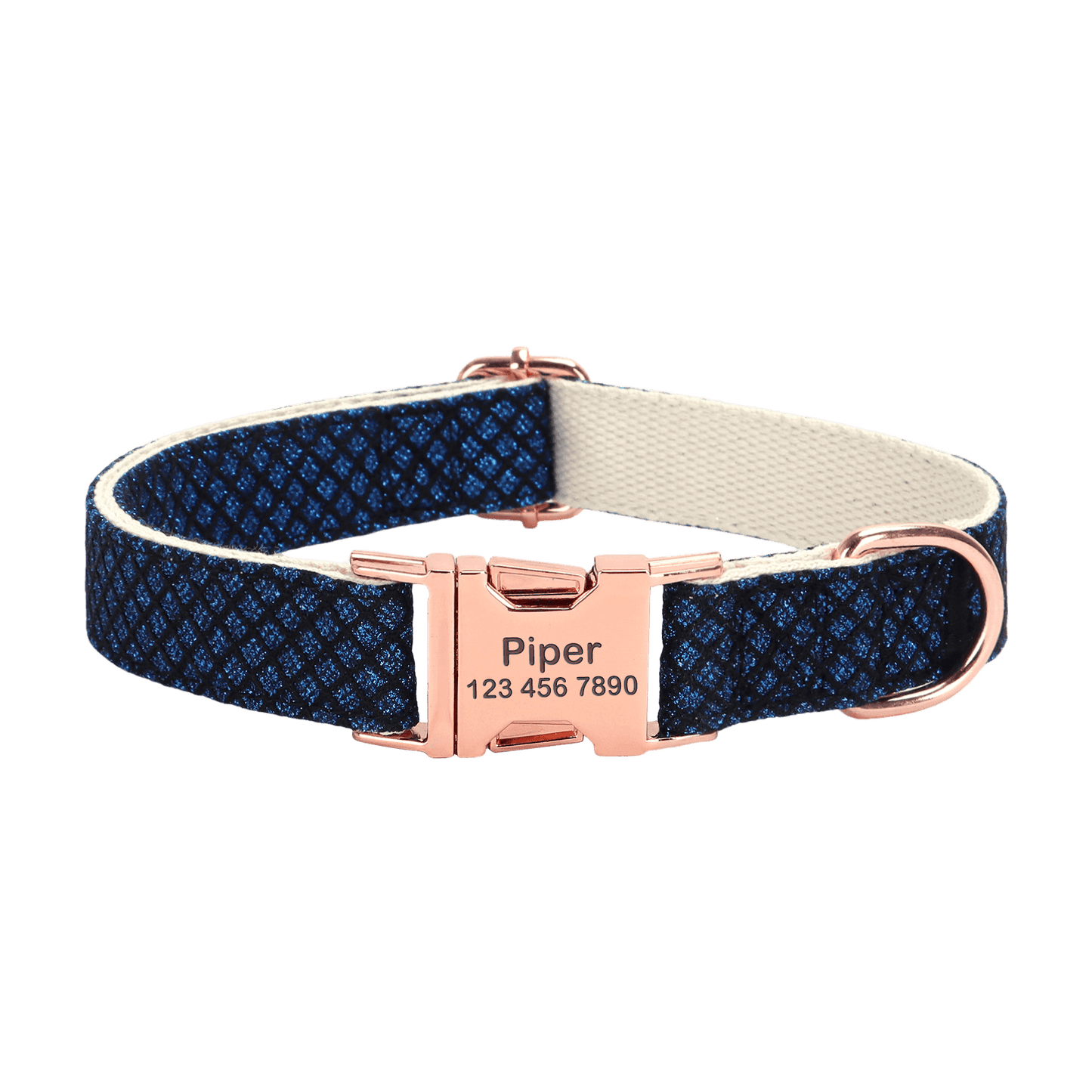 Cotton Webbing Bling Plaid Custom Engraved Dog Collar