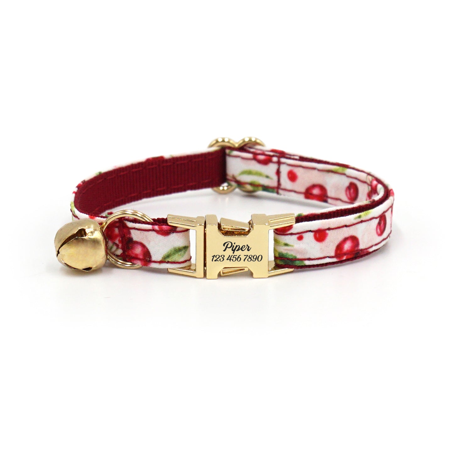 Personalized Fruit Pattern Cat Collar with Leash and Bowtie