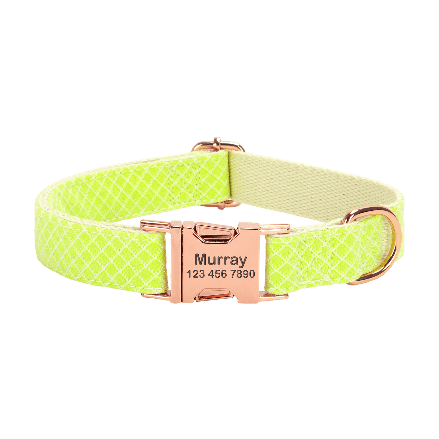 Cotton Webbing Bling Plaid Custom Engraved Dog Collar
