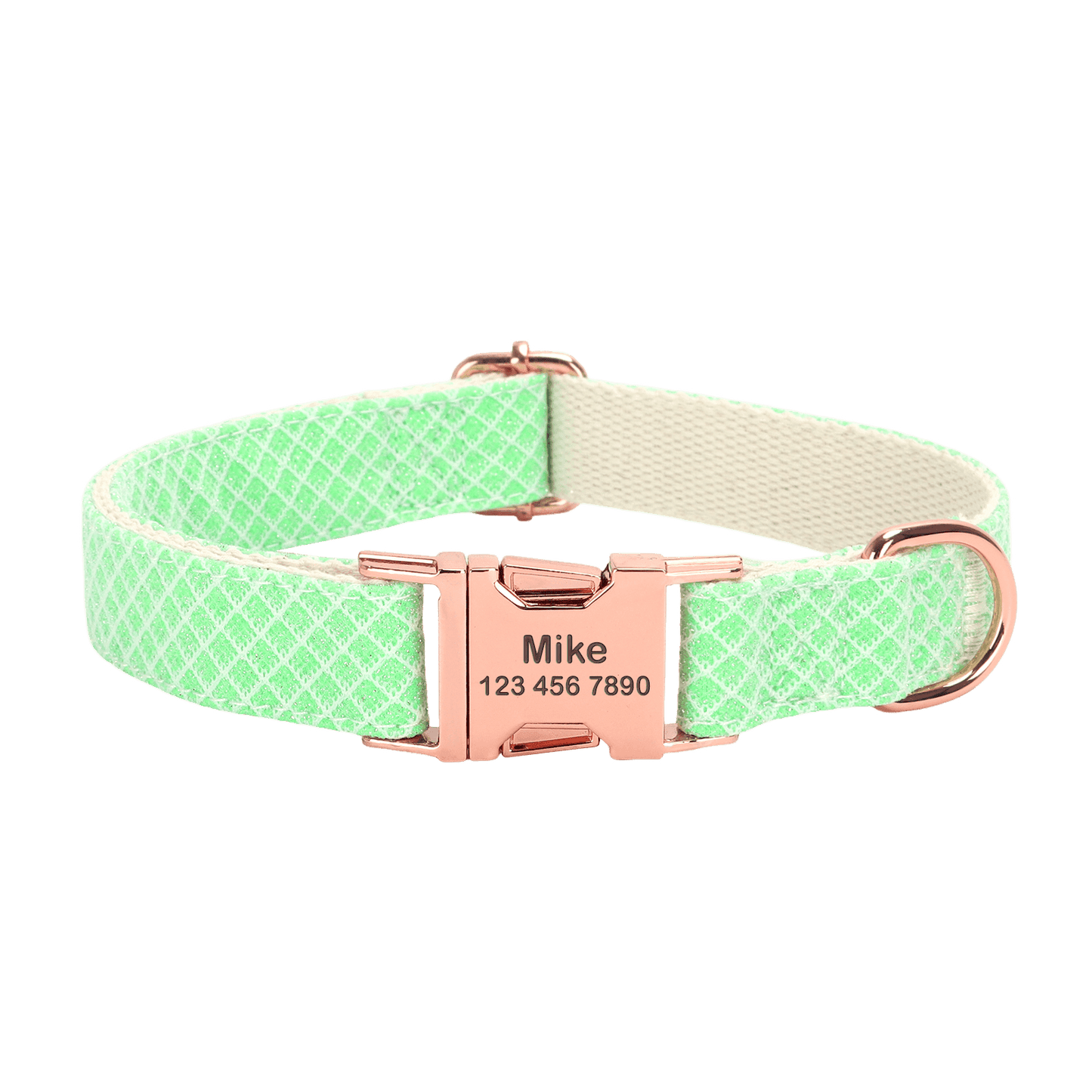 Cotton Webbing Bling Plaid Custom Engraved Dog Collar