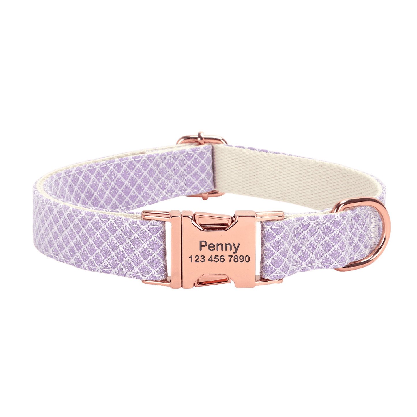 Cotton Webbing Bling Plaid Custom Engraved Dog Collar