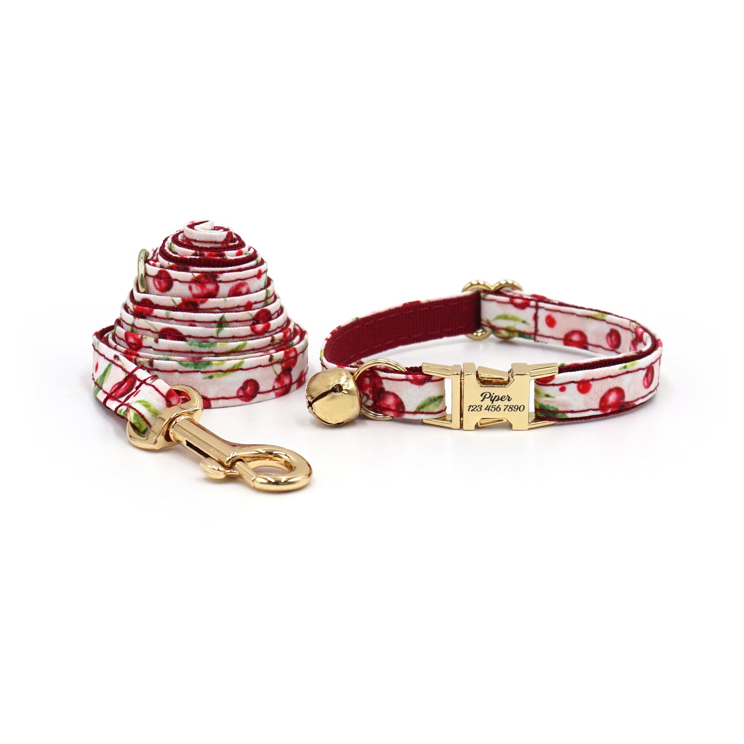 Personalized Fruit Pattern Cat Collar with Leash and Bowtie