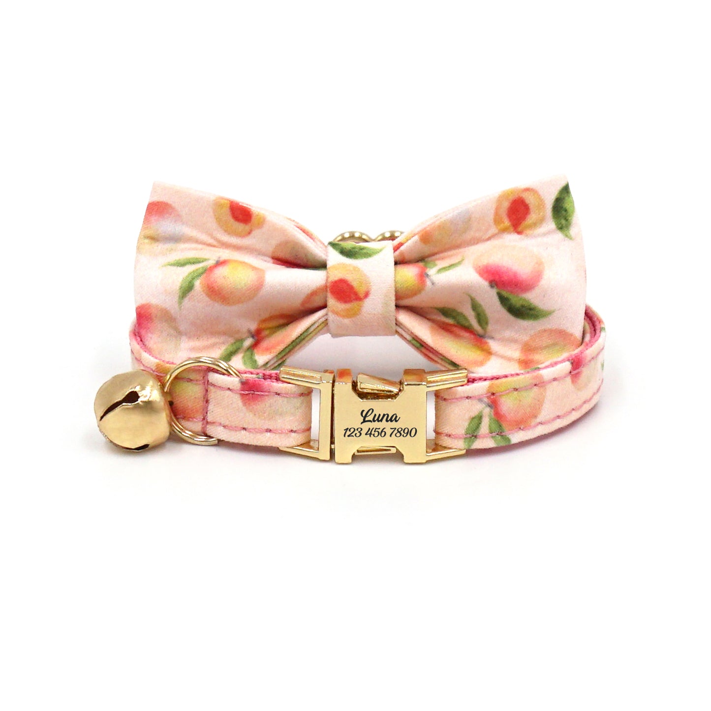 Personalized Fruit Pattern Cat Collar with Leash and Bowtie