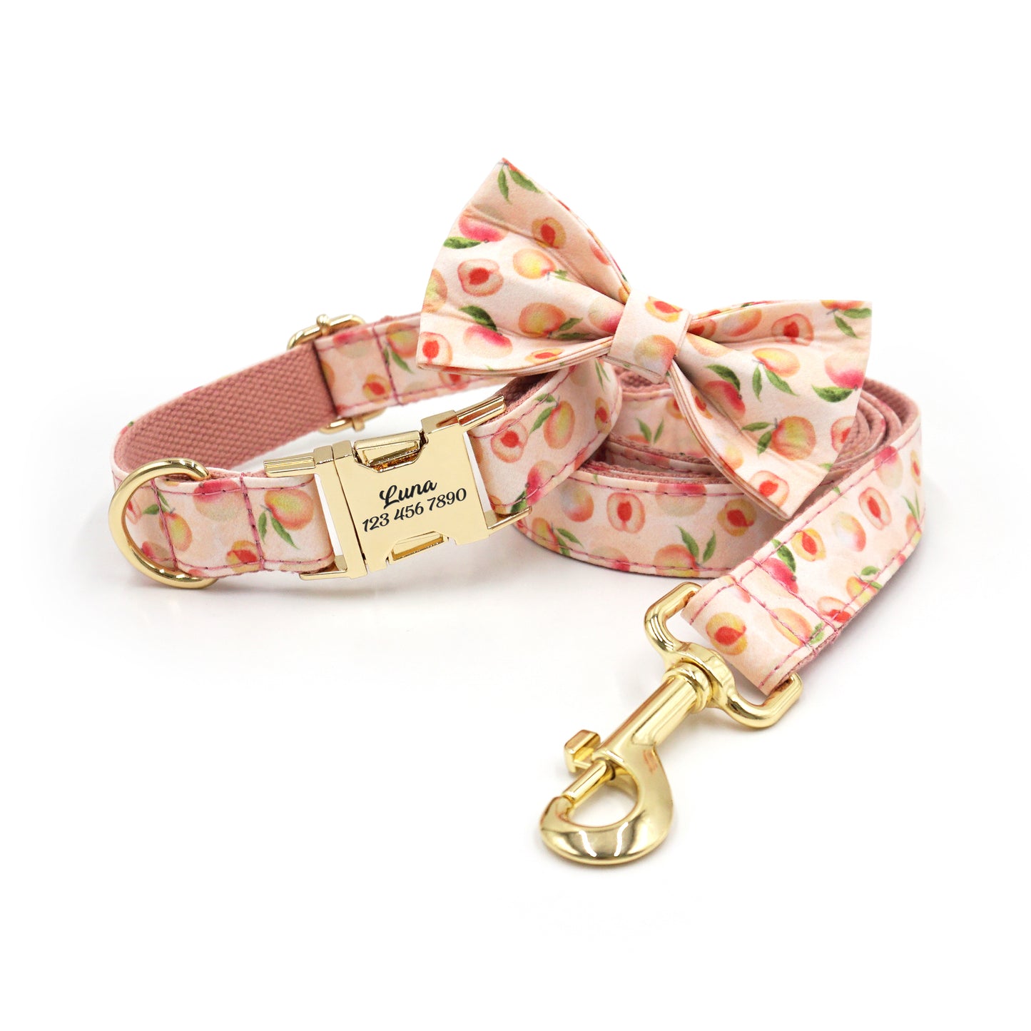 Fruit Pattern Personalized Dog Collar with Engraved Metal Buckle
