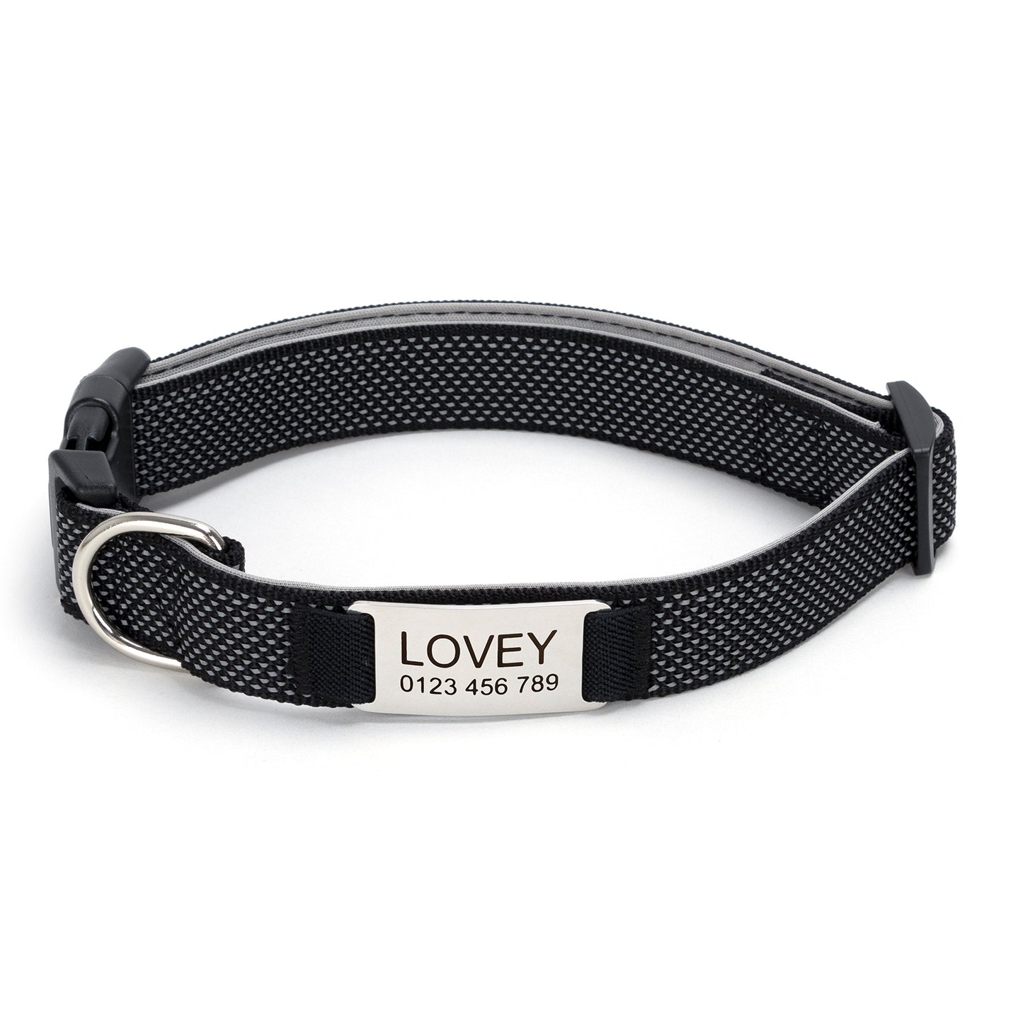 Fully Reflective Soft Personalized Dog Collar, Plastic Buckle