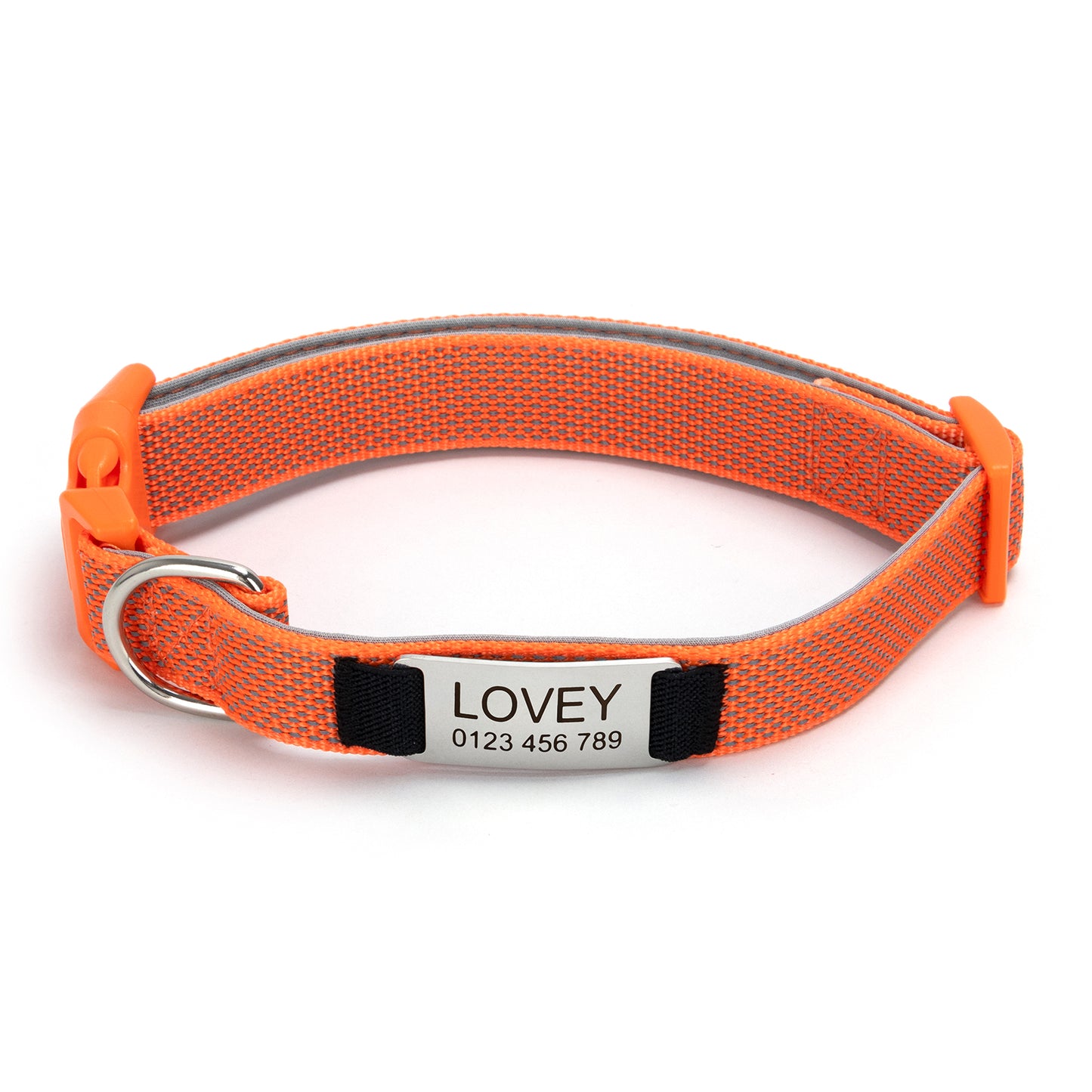 Fully Reflective Soft Personalized Dog Collar, Plastic Buckle