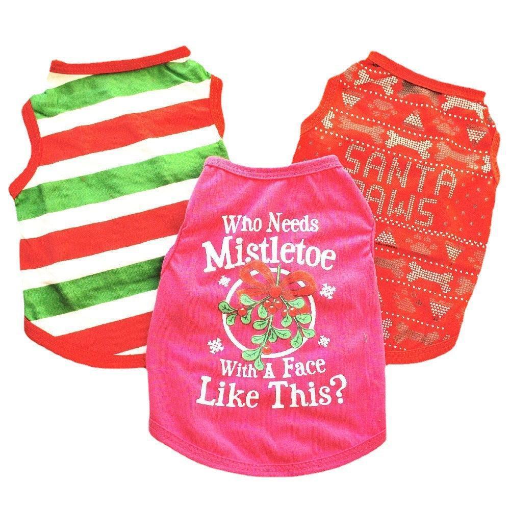 3 PCS Small Dog T Shirts Striped Dog Clothes - iTalkPet