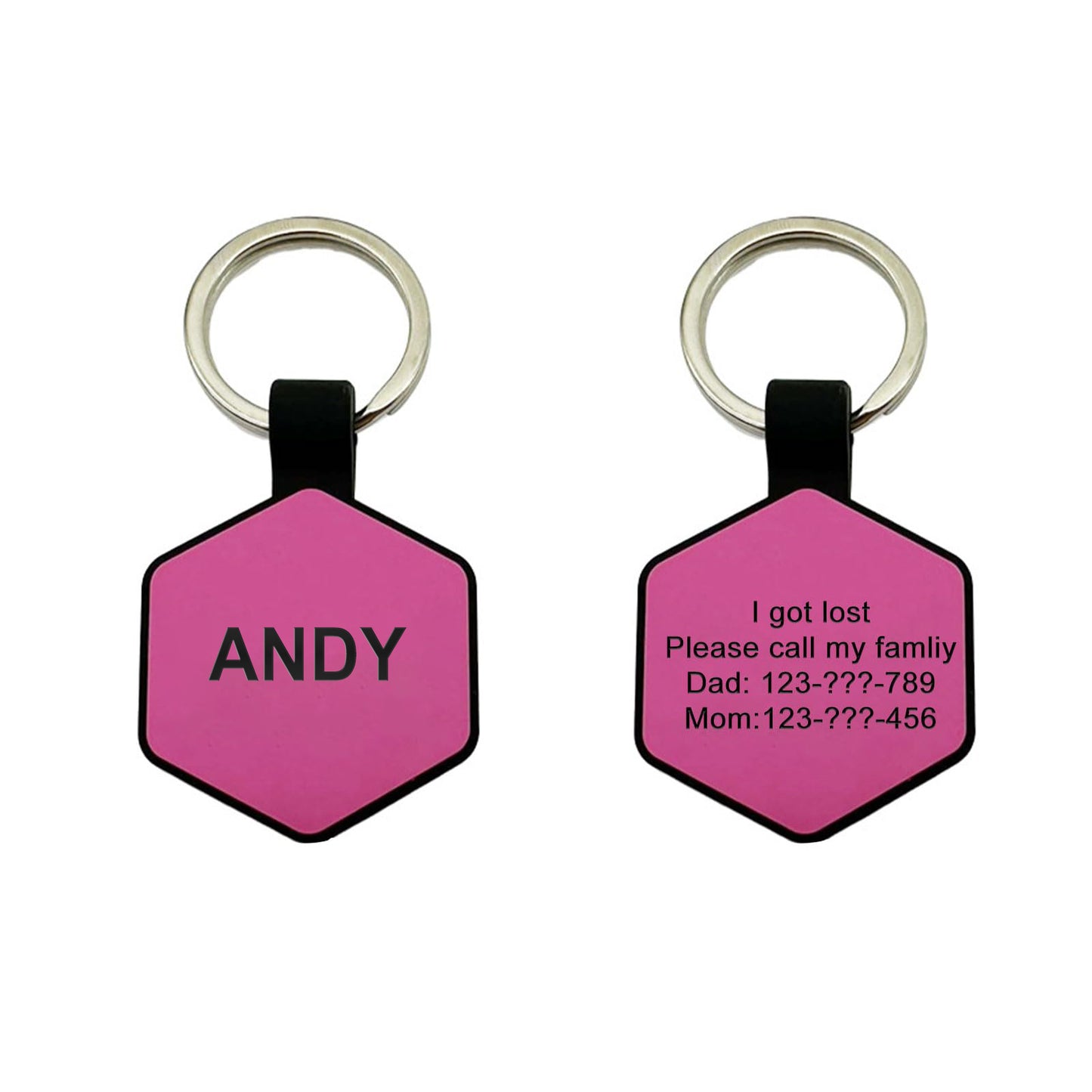 Personalized Engraved Silicone Dog Tags - Hexagon